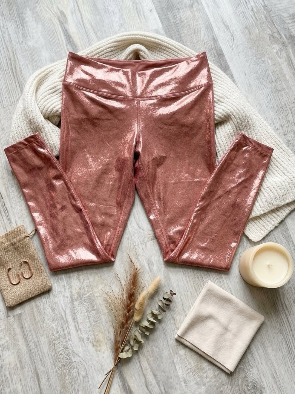 Nike Rose Metallic High-Rise Leggings